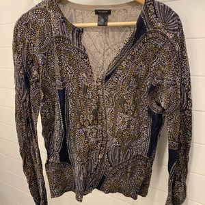 Ann Taylor -floral button up sweater -size M
